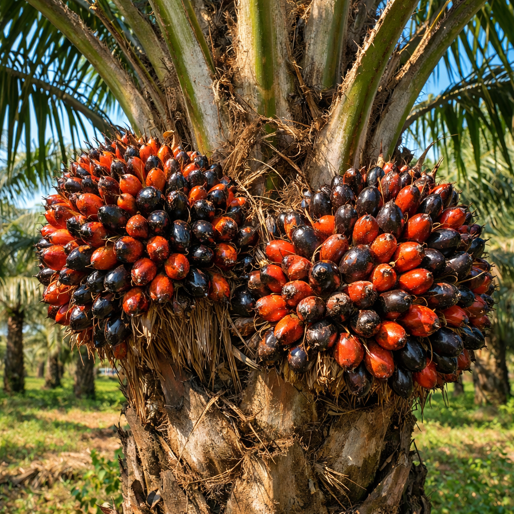 Plodovi uljne palme u tropskom vinogradu